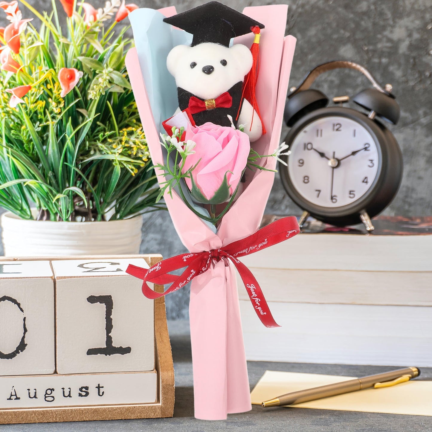 rarevick Cute Graduation Flower with bear