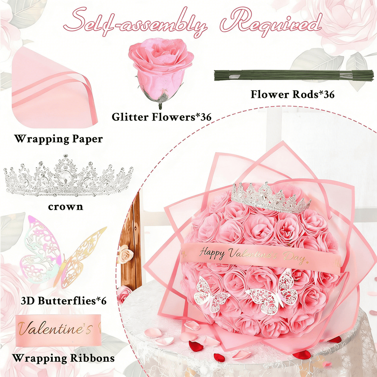 Rarevick Valentines Day Glitter Roses