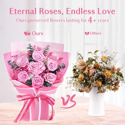 Rarevick 7 Pcs Preserved Roses Bouquet Valentines Day Gift