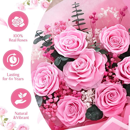 Rarevick 7 Pcs Preserved Roses Bouquet Valentines Day Gift